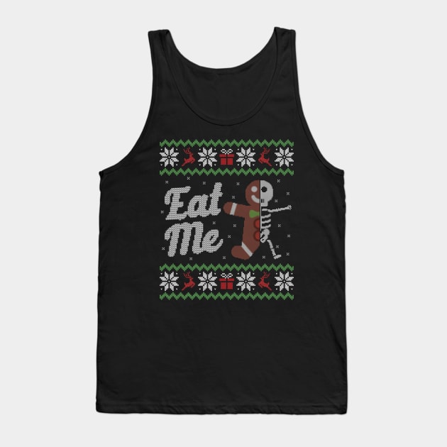 Ugly Christmas Sweater Gingerbread Skeleton Eat Me Tank Top by HolidayoftheWeek
